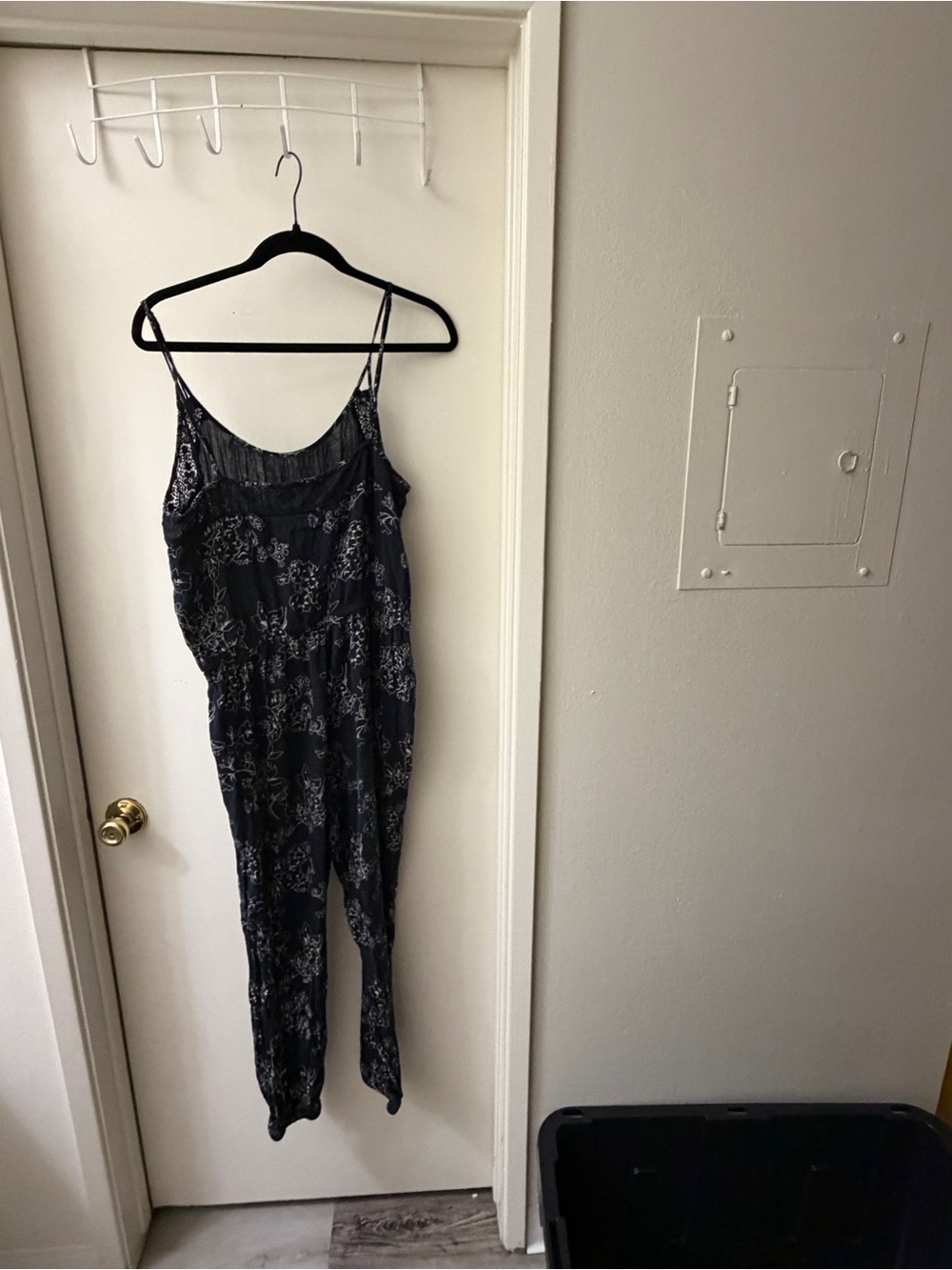Abercrombie & Fitch Navy Floral Spaghetti-Strap Jumpsuit - Picture 7 of 14